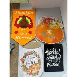 Autumn fall signs decor pumpkin turkey country cottage thankful blessed